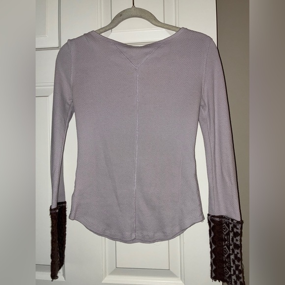 Free people Art School Embroidered Lavender thermal waffle Anthropologie Sz S - Picture 9 of 9